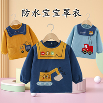 Children hood clothes autumn winter style waterproof and anti-dirty light core suede male baby hood clothes baby dining enclosure Kindergarten protective clothing