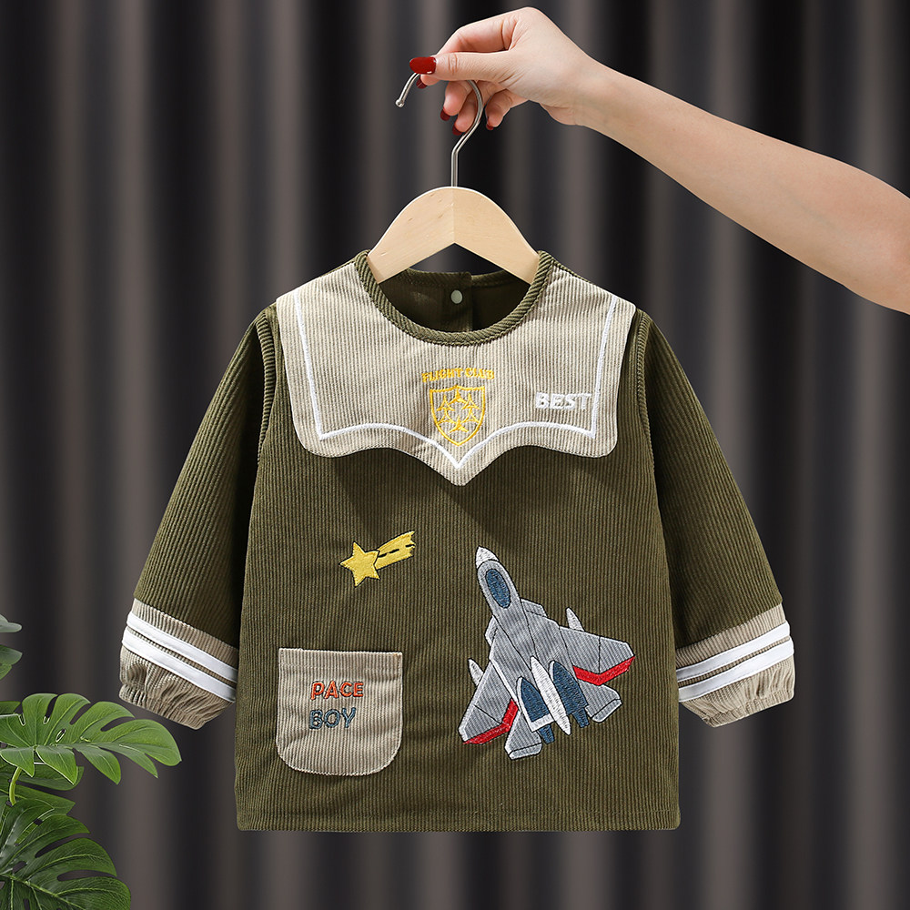 儿童罩衣秋冬灯芯绒防水防脏战斗机男宝宝罩衣吃饭围兜幼儿园外穿,淘宝优惠券,粉丝福利购,淘宝优惠卷