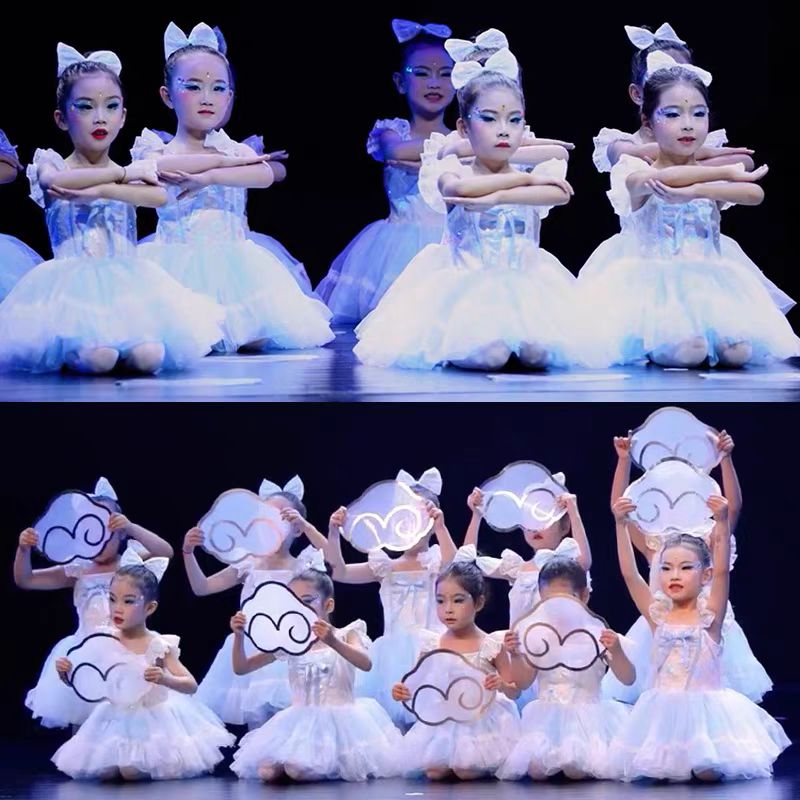 我有一个梦想儿童演出服幼儿园女童可爱亮片公主裙蓬蓬裙舞蹈服装