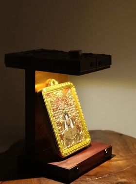 唐卡供奉架紫檀带灯佛龛神龛迷你展示架