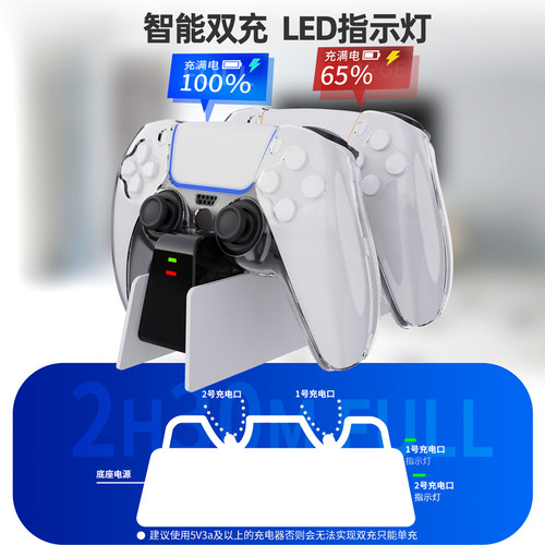 良值(IINE)适用索尼PS5手柄充电座 PS5双手柄座充 Playstation无线精英手柄充电器 游戏机PS5配件周边 - 图2