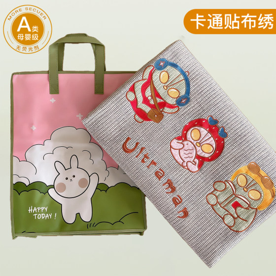 Ins patch embroidery washed cotton quilted bed cover Ote brother and sister three-piece set soft skin-friendly tatami non-slip bed sheets