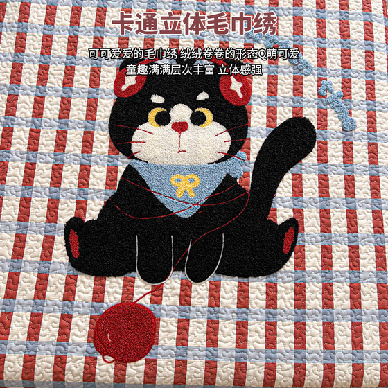 Cartoon cotton pure cotton quilted bed cover single piece bed sheet tatami mattress non-slip kang cover three-piece set universal for all seasons