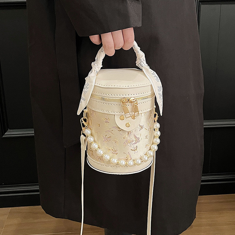 新中式珍珠装饰水桶包女diy手工编织包包宋锦小众设计自制材料包,淘宝优惠券,粉丝福利购,淘宝优惠卷