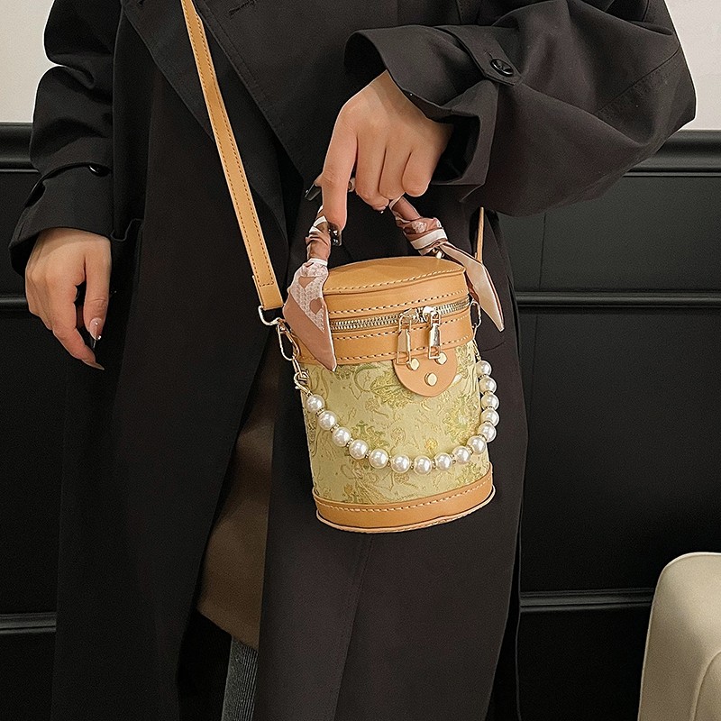 新中式珍珠装饰水桶包女diy手工编织包包宋锦小众设计自制材料包,淘宝优惠券,粉丝福利购,淘宝优惠卷