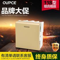 Type 118 Switch Socket Panel Concealed Home Package Champagne Gold Wire Drawing An Open Multi Control Function Keys