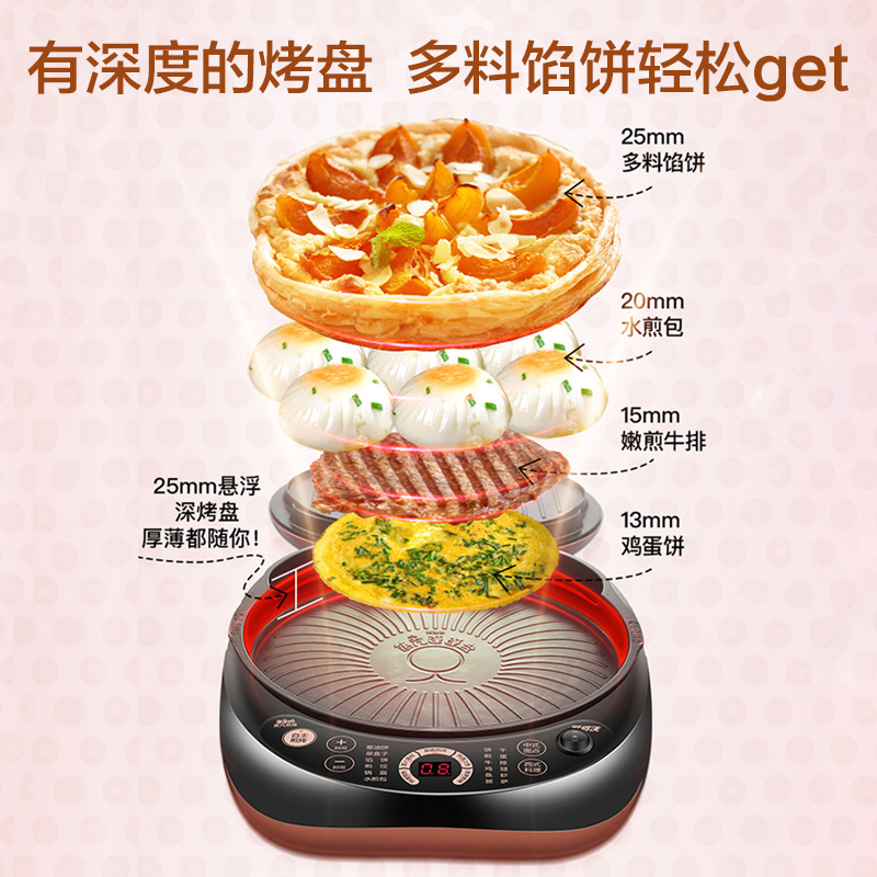 苏泊尔生活电器旗舰店苏泊尔电饼铛家用双面加热烙饼锅煎饼机全自动加深加大饼档可拆洗2