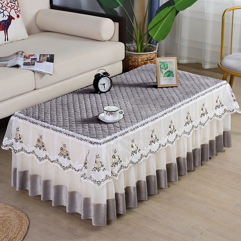茶几桌布长方形布艺蕾丝餐桌垫客厅茶几套罩家用欧式电视柜防尘罩