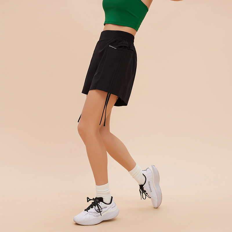 annerun抽绳防走光运动短裤女外穿宽松速干健身裤假两件骑行裤潮 - 图3