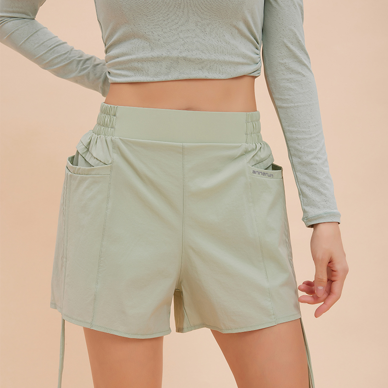 annerun抽绳防走光运动短裤女外穿宽松速干健身裤假两件骑行裤潮 - 图2