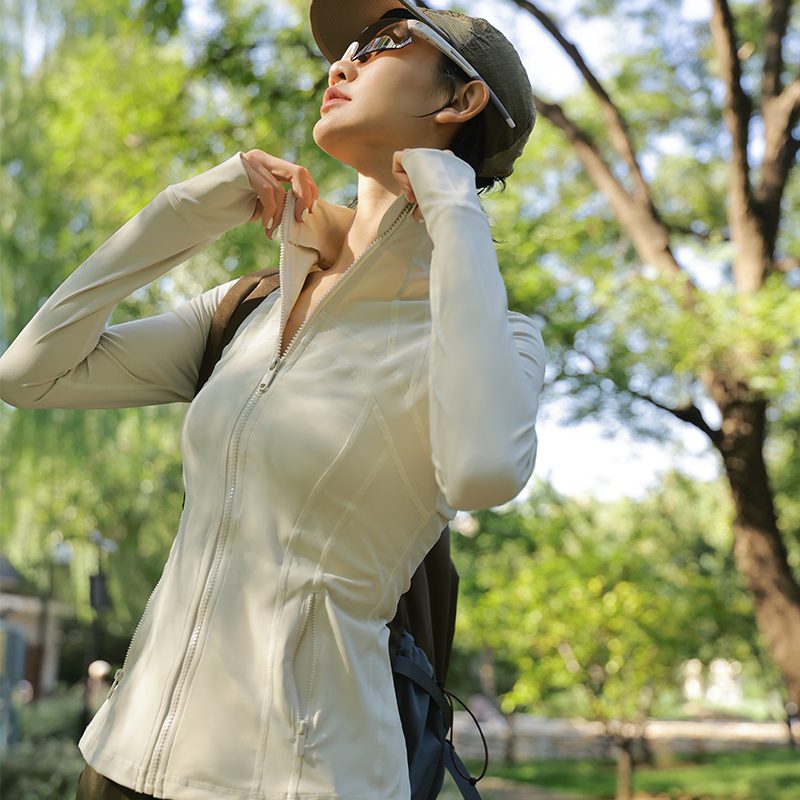 annerun女士运动外套修身显瘦长袖瑜伽服跑步训练健身上衣骑行服 - 图0