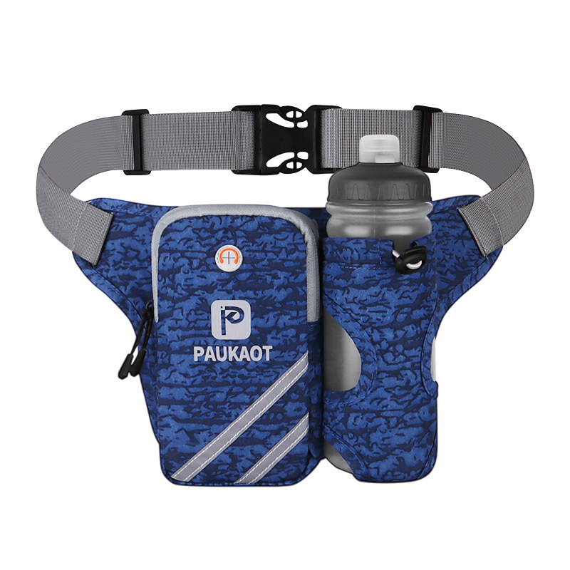 PAUKAOT running waist bag with water bottle, large capacity, sports mobile phone waist bag, mountaineering marathon, multifunctional men and women
