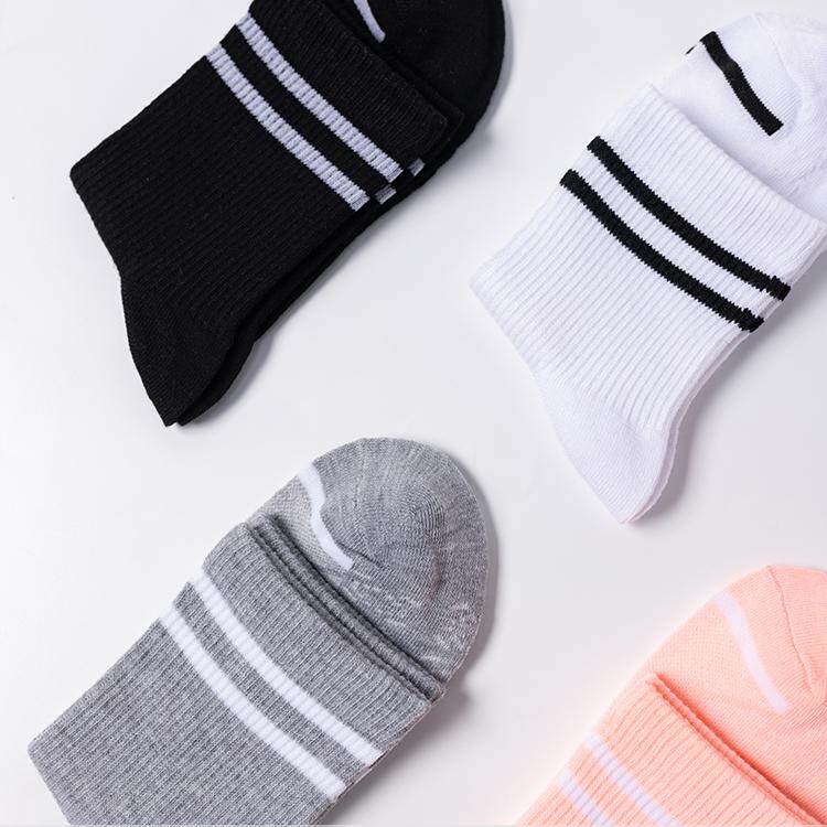 三枪袜品100%正品条纹商务男女款透气跑步吸汗中筒厚款棉袜3275