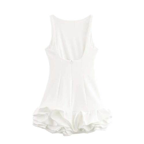 White Short Dress Women's Ruffle Backless Party Dresses - 图2