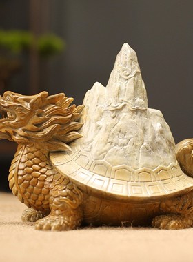 2026龙龟霸下黄铜彩铜摆件工艺品创意摆饰办公室桌面摆件开业送礼