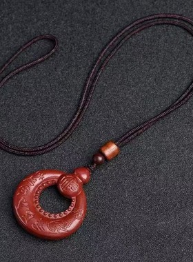 2026天然原矿朱砂福字六字真言公主扣吊坠高含量紫金帝王砂本命年