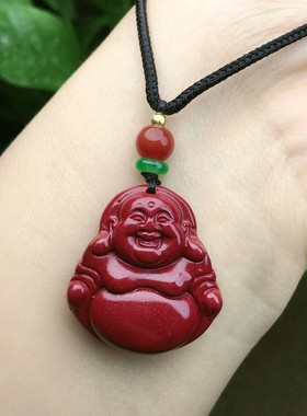 2026原矿朱砂大肚弥勒佛吊坠女士项链紫沙笑佛玉坠挂件