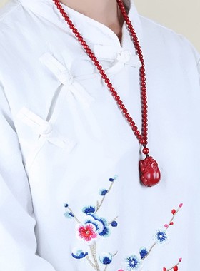 2026高含量朱砂原矿石紫金砂貔貅毛衣链男女款本命年吊坠饰品项链