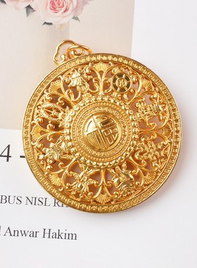 2026新款沙金镂空编绳八宝罗盘吊坠男女项链长款毛衣链轻奢小众高