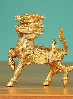 2026厂家黄铜钻石麒麟火麒麟家居金属工艺品摆件