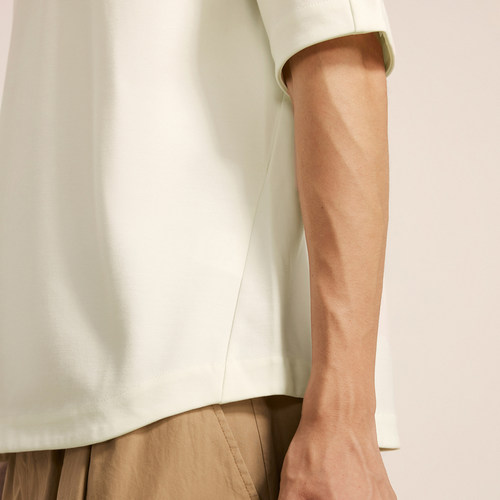 速写奥莱outlets男装秋冬新品短袖重磅T恤宽松圆领纯色简约日常 - 图2