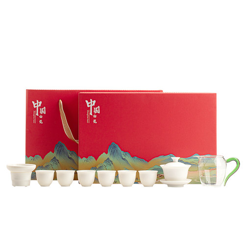 德化白瓷功夫茶具套装家用陶瓷泡茶杯盖碗礼盒装礼品定制logo防烫 - 图3