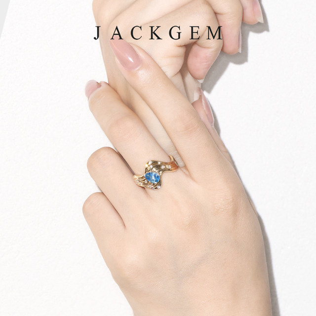 Original jewelry! Water rippled K gold gemstone ring!