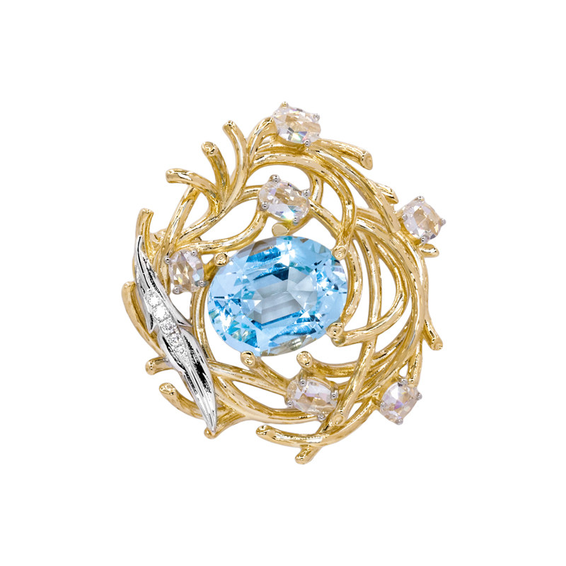 【羽落金巢】原创胸针女款高档女奢华气质胸针高端精致时尚1F,淘宝优惠券,粉丝福利购,淘宝优惠卷