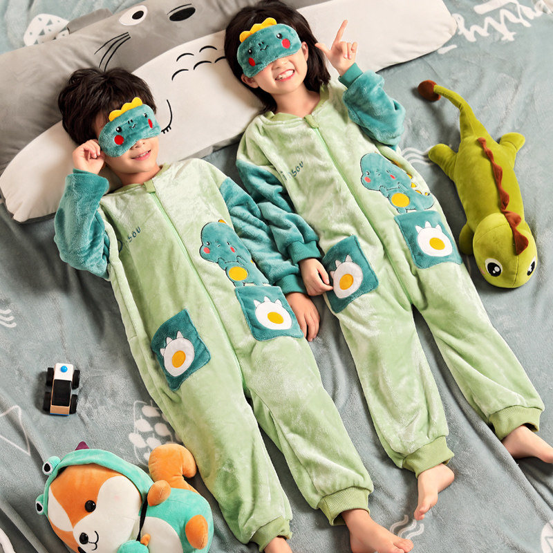 秋冬季儿童连体男童中大童睡衣 韩黛芙睡衣/家居服套装