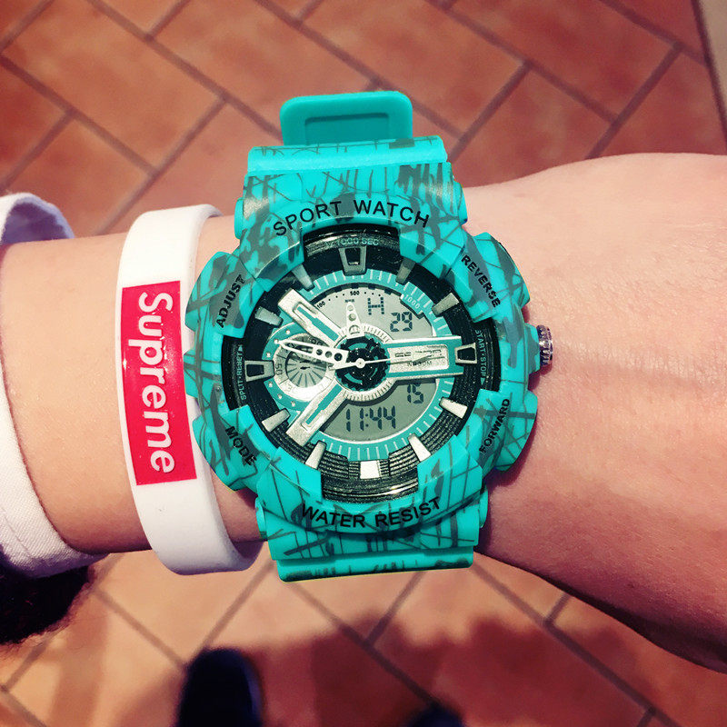 运动机械男十大男士潮流白色电子表 雅述国产腕表