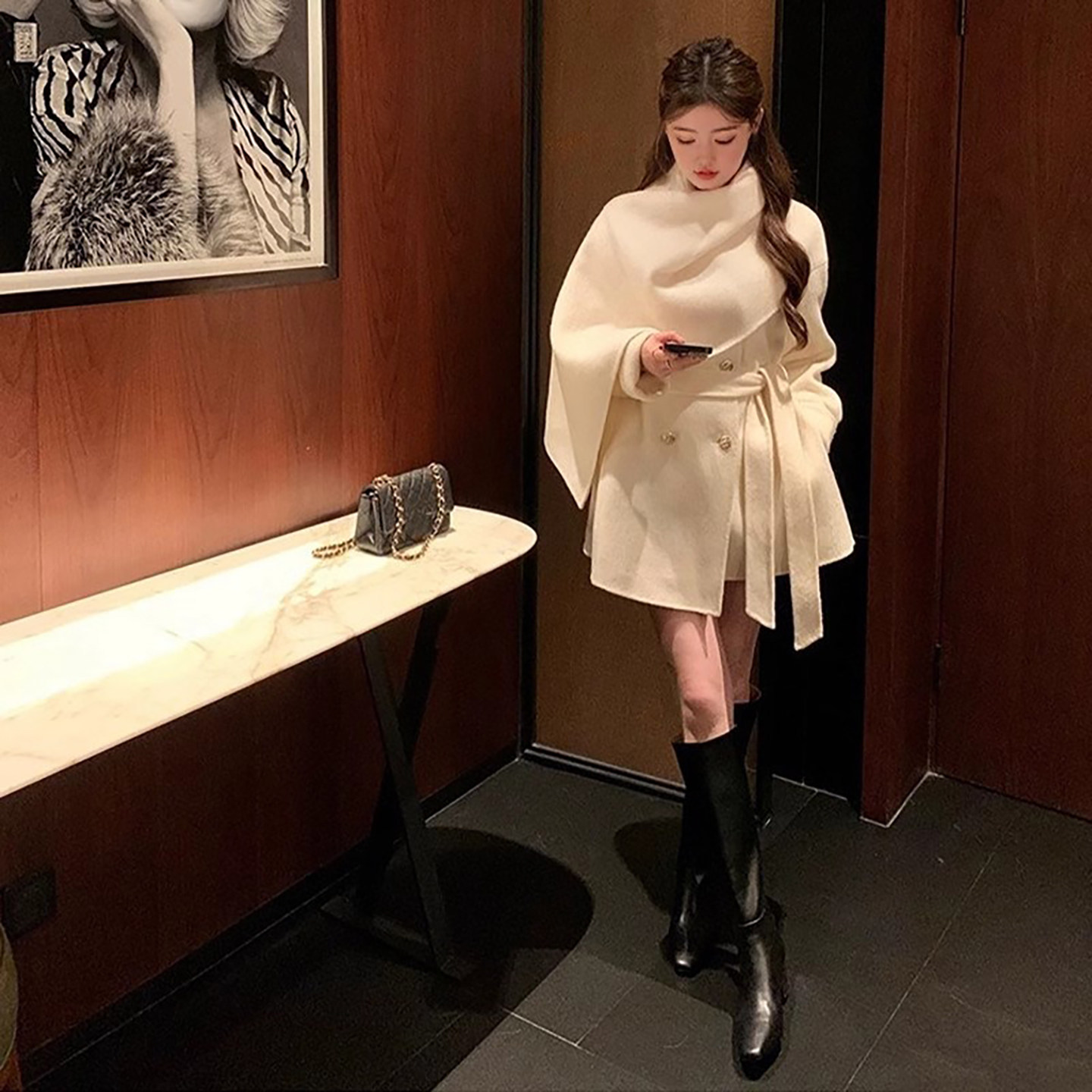 冬季千金穿搭高级感大披肩围巾斗篷呢子大衣女装温柔气质毛呢外套,淘宝优惠券,粉丝福利购,淘宝优惠卷