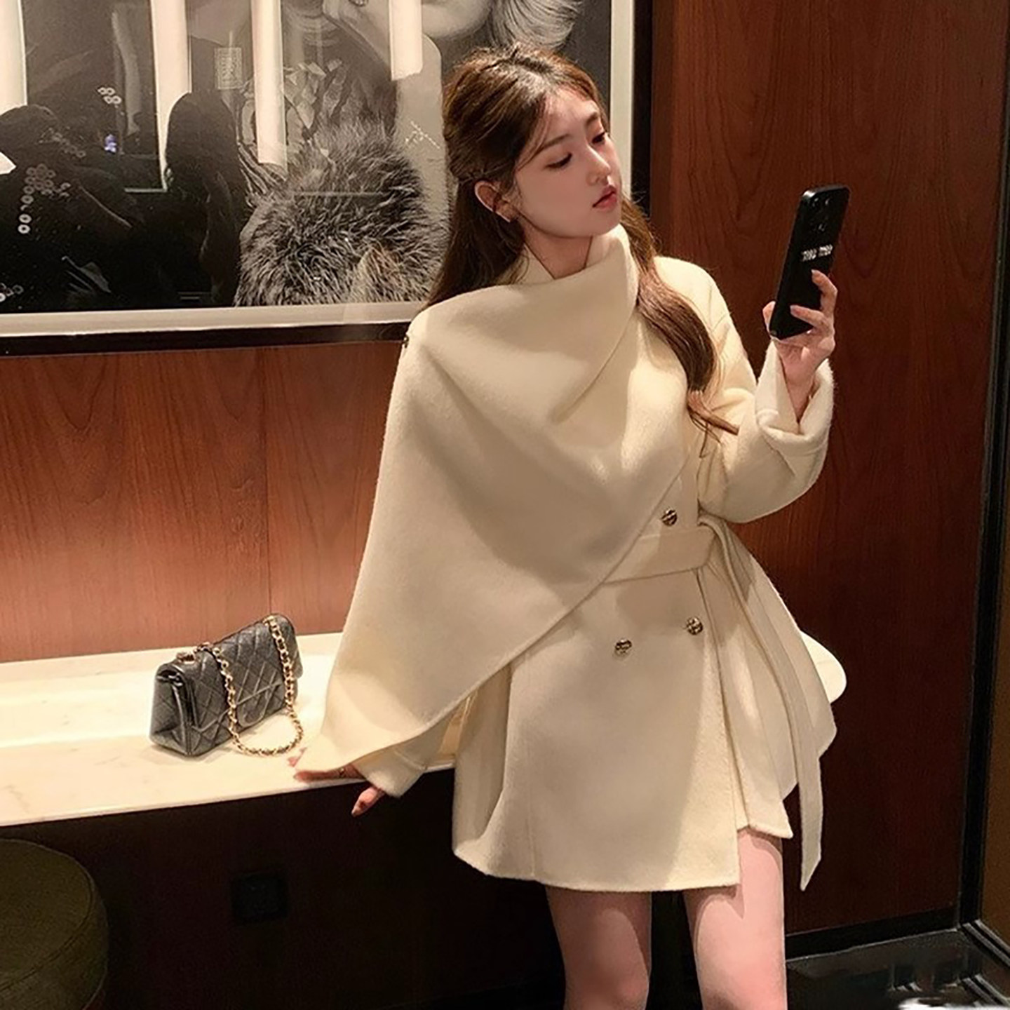 冬季千金穿搭高级感大披肩围巾斗篷呢子大衣女装温柔气质毛呢外套,淘宝优惠券,粉丝福利购,淘宝优惠卷