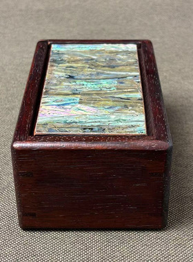 古董文玩花梨木镶嵌贝壳宝石机关盒首饰盒螺钿抽拉盒鲁班盒子摆件