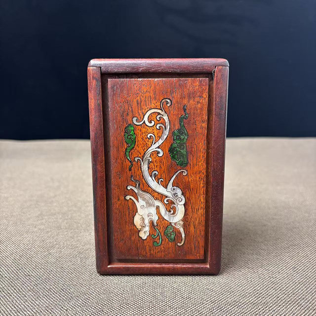 Antique antique rosewood inlaid shell gem machine box jewelry box mahogany mother-of-pearl pull-out box Luban box