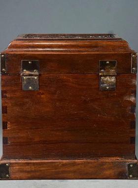 古董文玩缅甸花梨木雕龙纹官箱首饰盒多层带抽屉手串收纳盒子