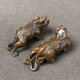 Antique antique pure copper copper solid lucky Pixiu desktop ornaments leather handle pieces retro furnishings old objects