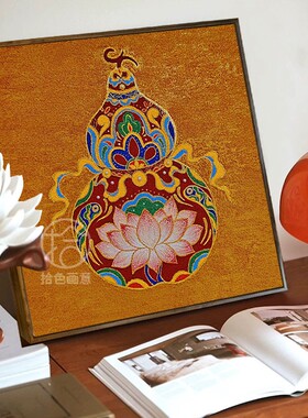 中古风葫芦数字油画diy填充涂色手工手绘福禄客厅丙烯油彩装饰画