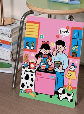 韩系多巴胺情侣diy涂鸦数字油画