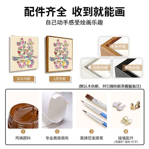 喜鹊繁花数字油画diy填充涂色手工绘龙凤双喜字订新婚礼物装饰画 - 图2