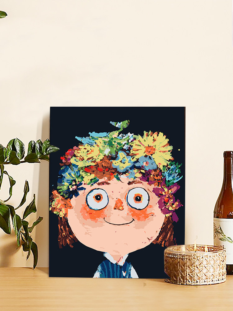 卡通抽象儿童数字油画diy手工填充油彩画填色手绘解闷治愈装饰画