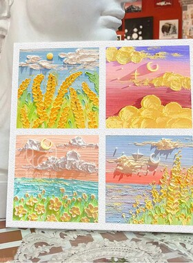 月亮玫瑰花卉石英砂肌理画diy材料全套填色手工绘数字油画高级感