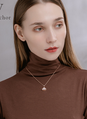 925银镀玫瑰金小裙子项链