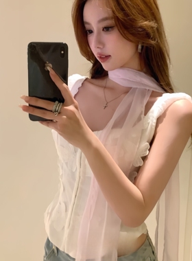 超仙氛围感紫色薄款丝巾女