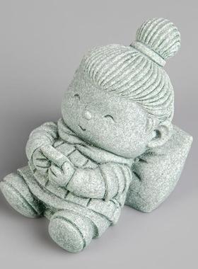 青砂石萌趣兵马俑茶宠招财家居办公送礼鱼缸造景桌面装饰中式摆件