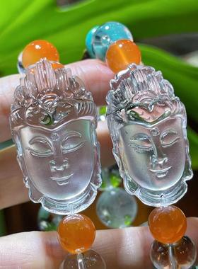 2025白水晶佛头手链心经手串无打蜡无加胶支持任何检测男款女款