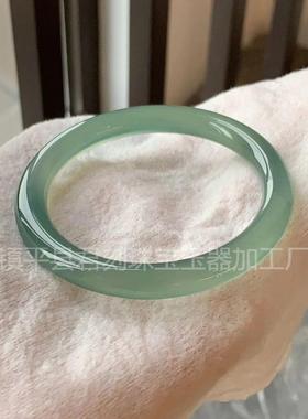 2025冰种玉髓玛瑙玉石镯子细圆条少女款8mm美人镯油青远山黛玉髓