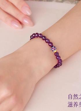 2025仿乌拉圭紫水晶手串女ins设计招财新中式莲花转运手链送闺蜜