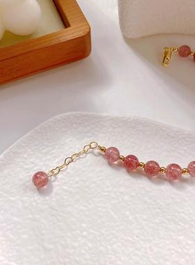 2025温柔红色草莓晶水晶手链女设计款和田玉珠复古手串宫廷风