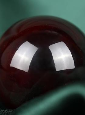 2025正宗血红色牦牛角保健球天然摆件 50mm一对红耗牛角带木质包