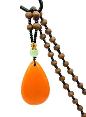 2025义乌货源新款二代仿蜜蜡水滴毛衣链长款吊坠女士配饰项链